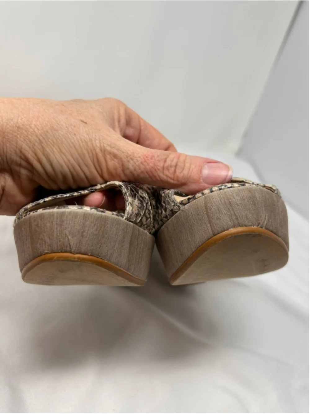 Vitty Girl Genuine Leather Snakeskin Platform Peep Toe Slingback Heels Size 37